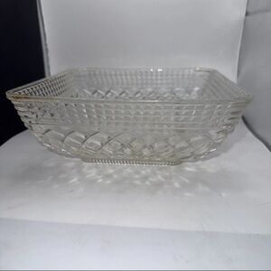 Vintage Federal Glass Square Diamond Lattice Bowl